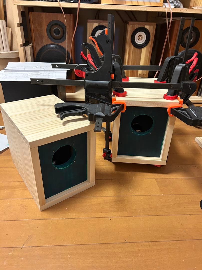 自作スピーカー ダブルバスレフ型グリーンバッフル