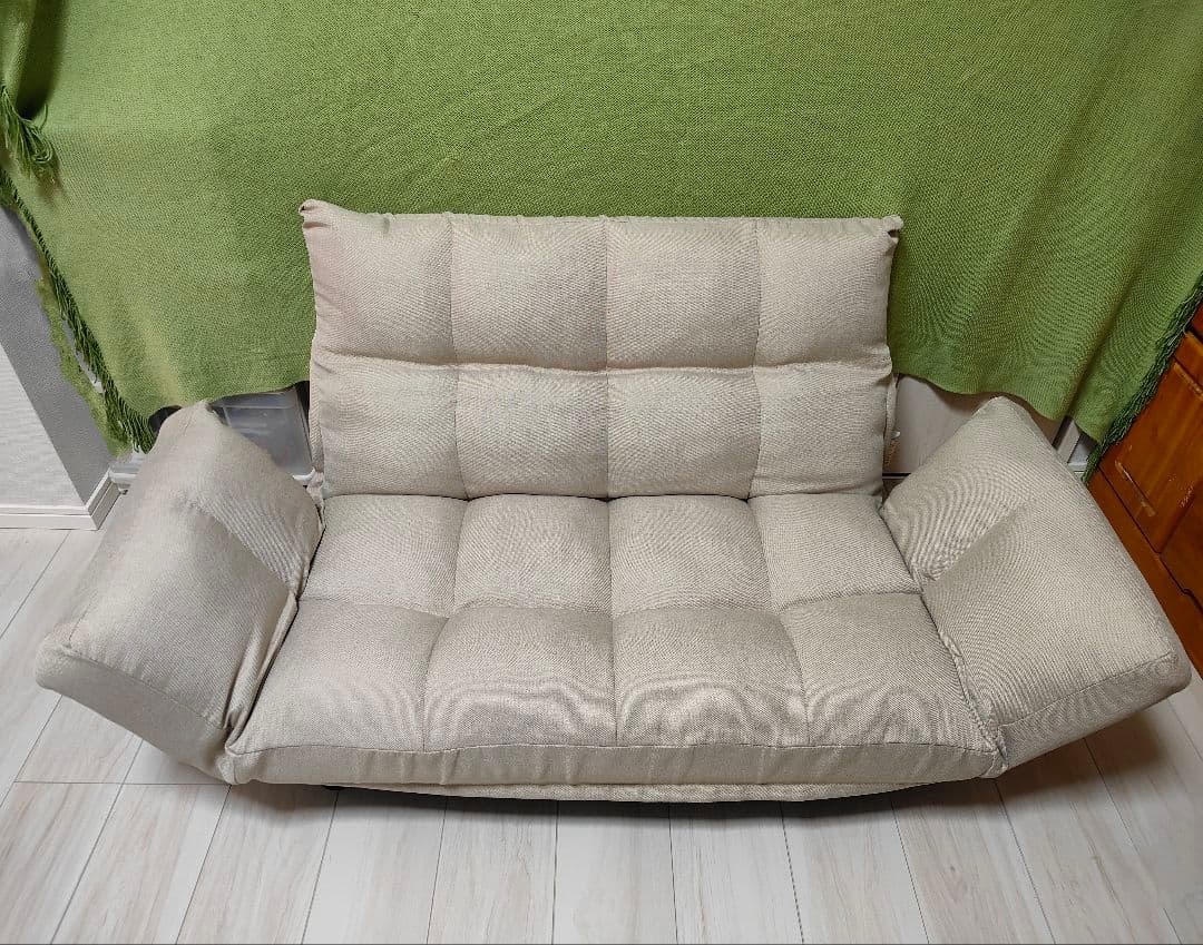 【ベルーナ】カウチソファ LIRAKU　（ベージュ）