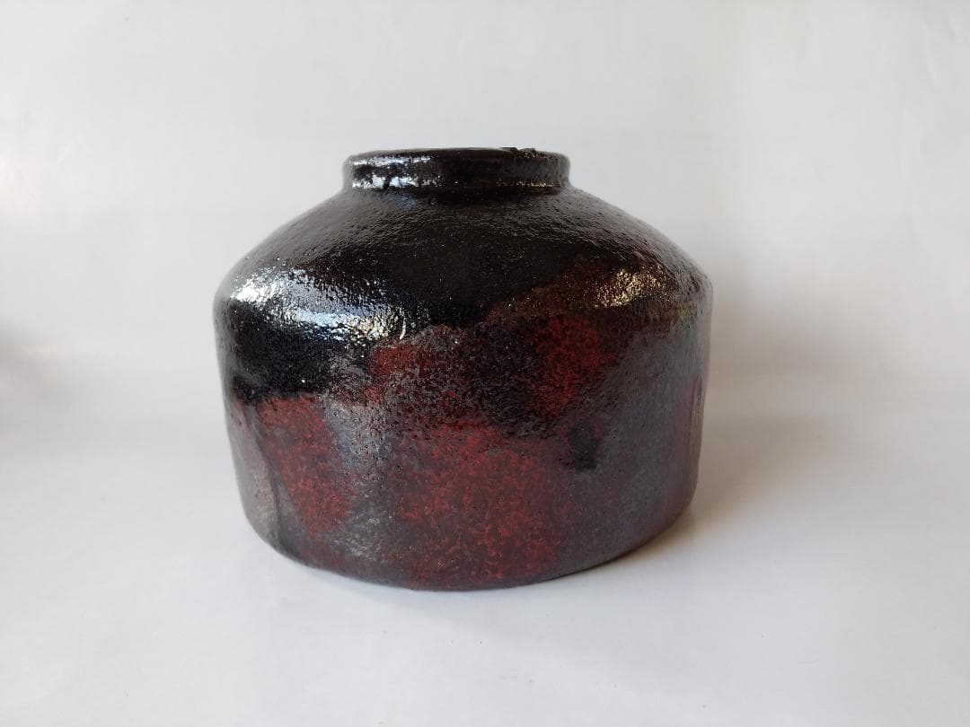 小西平内焼 太閤窯 原田聖龍 朱彩 黒茶碗 共箱 茶碗 茶道具 抹茶碗 新品