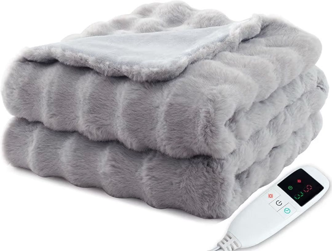 電気毛布 掛け敷き兼用 190×130cm 表兎毛調×裏フランネル 9段階温度・