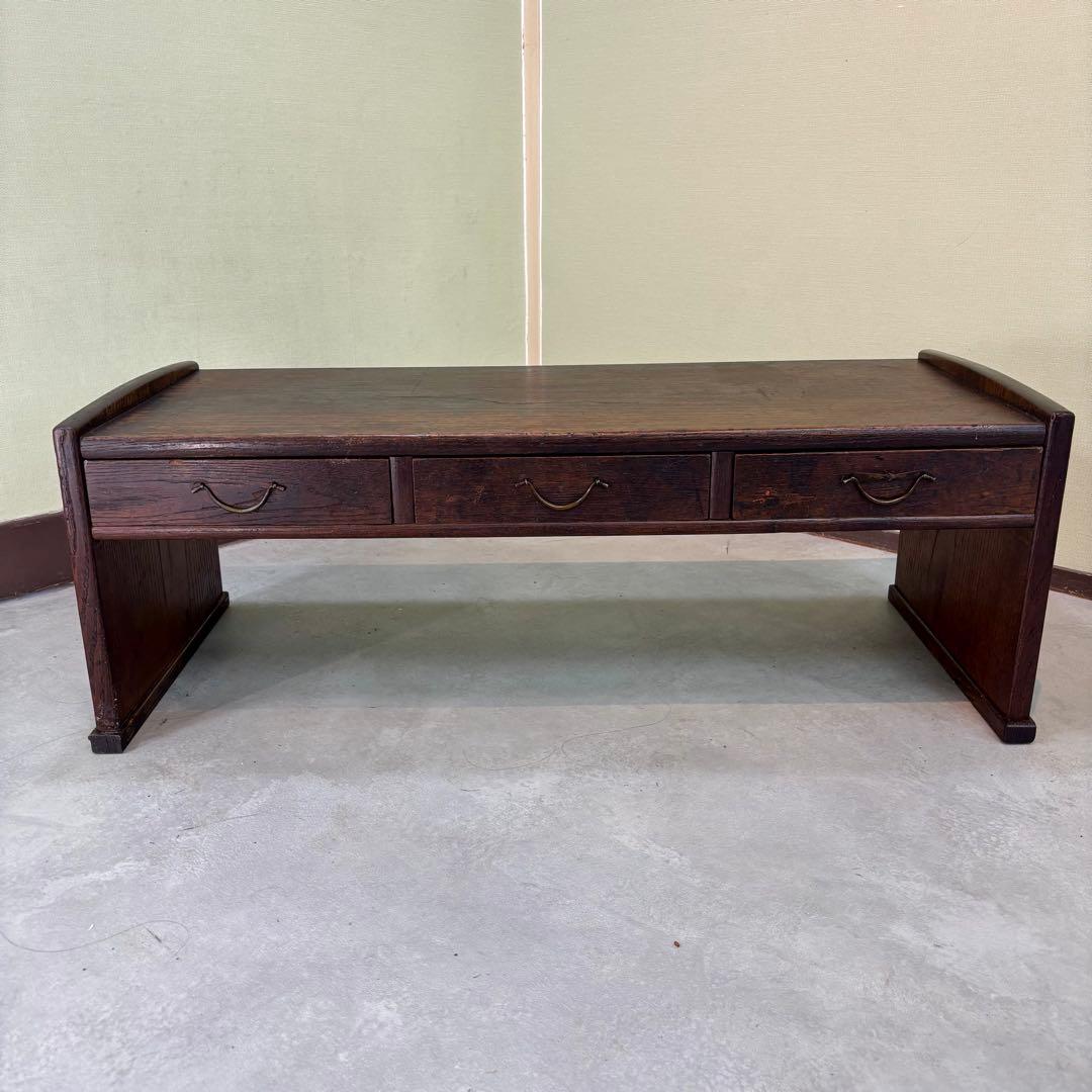 古家具　アンティーク机　ローテーブル　小引き出し３杯　和モダン　飾り台