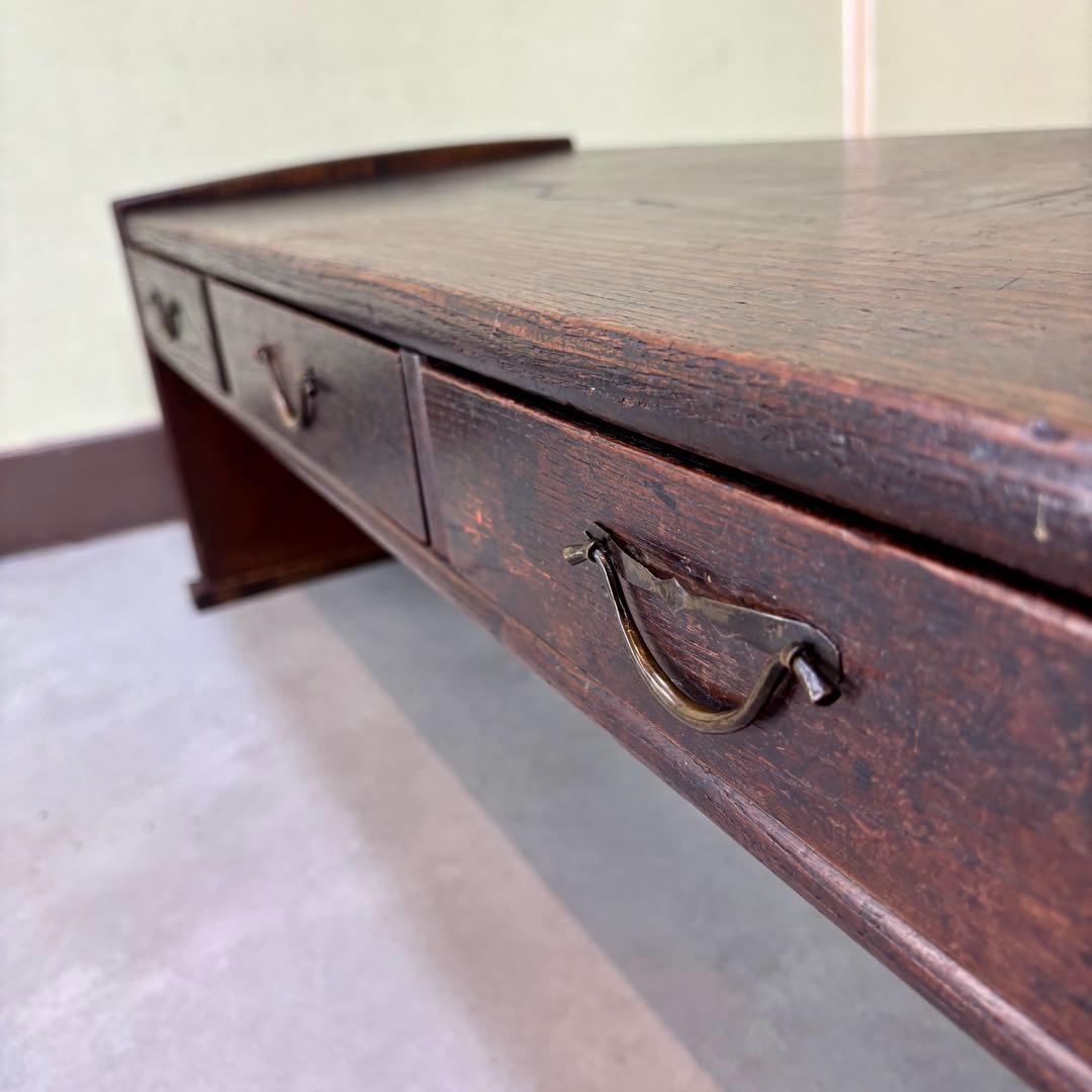 古家具　アンティーク机　ローテーブル　小引き出し３杯　和モダン　飾り台