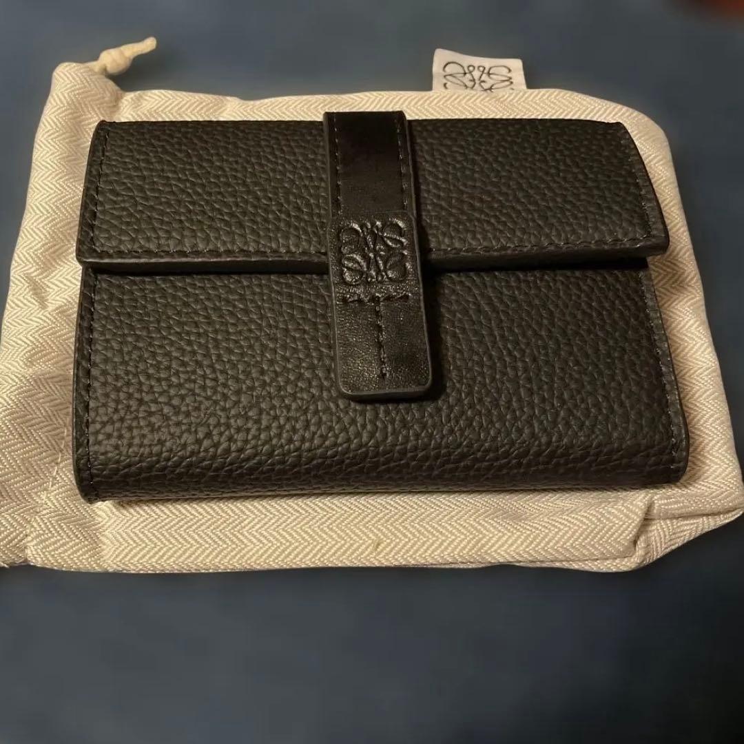 本革 三つ折り財布 収納袋付き ブラック