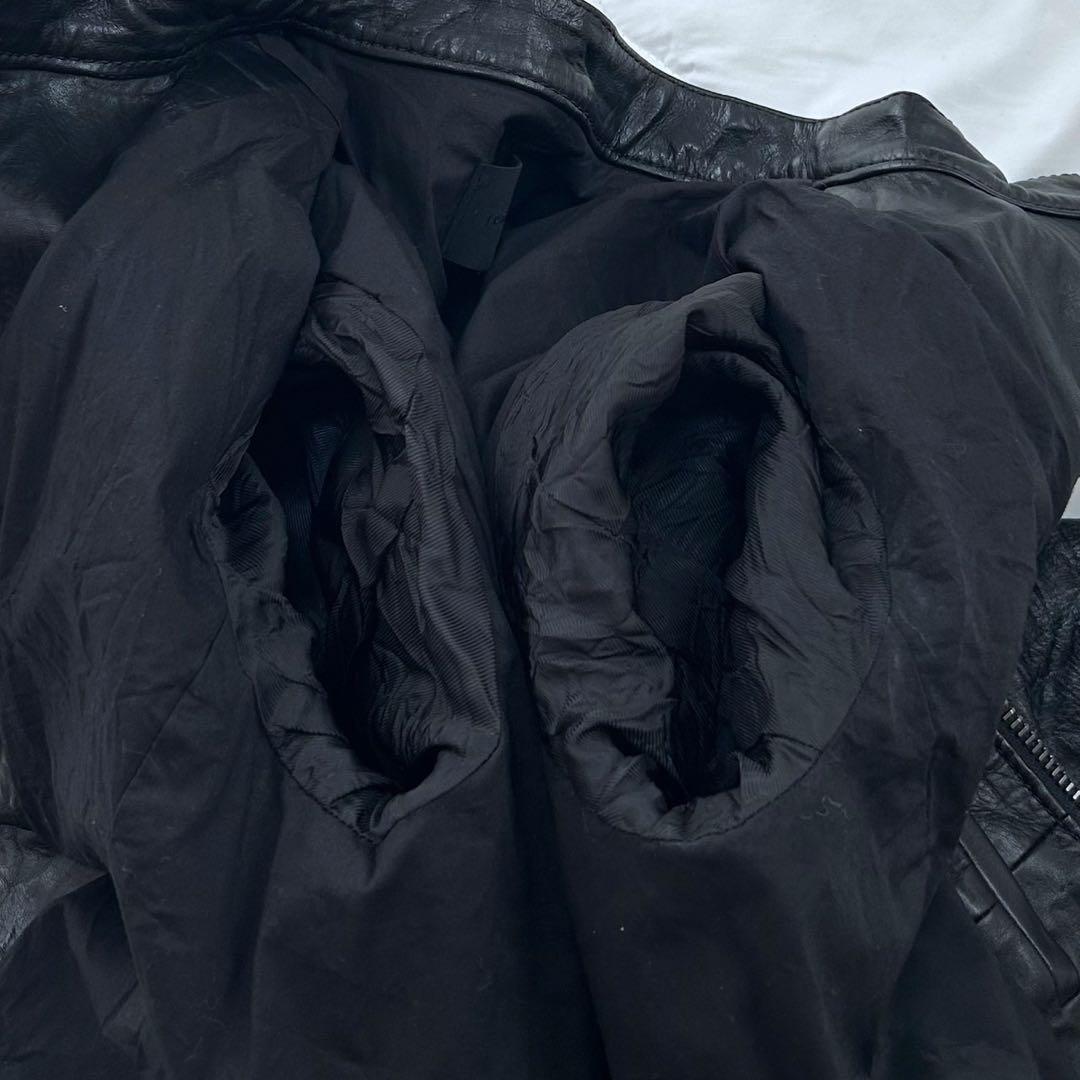 junhashimoto シワ加工 シングルライダース レザージャケット 黒