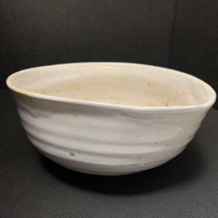 李朝　白磁　変形茶碗　茶道具　李氏朝鮮