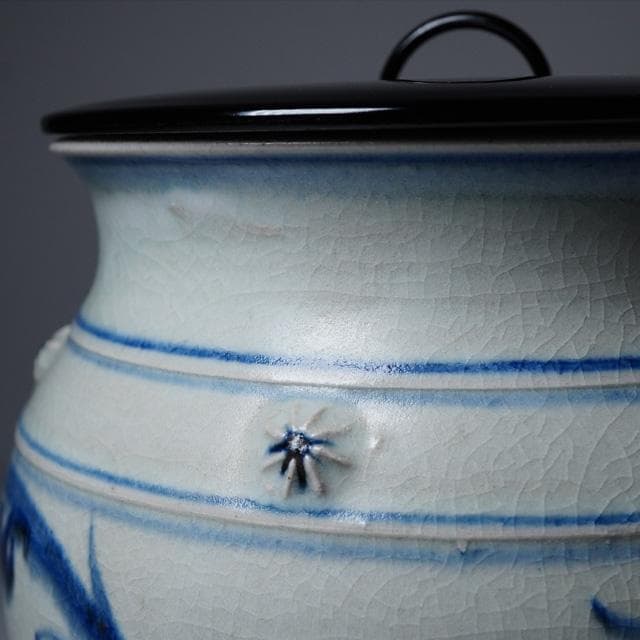 太仙窯　安南水指　共箱　塗蓋　茶道具　唐草絵　ベトナム