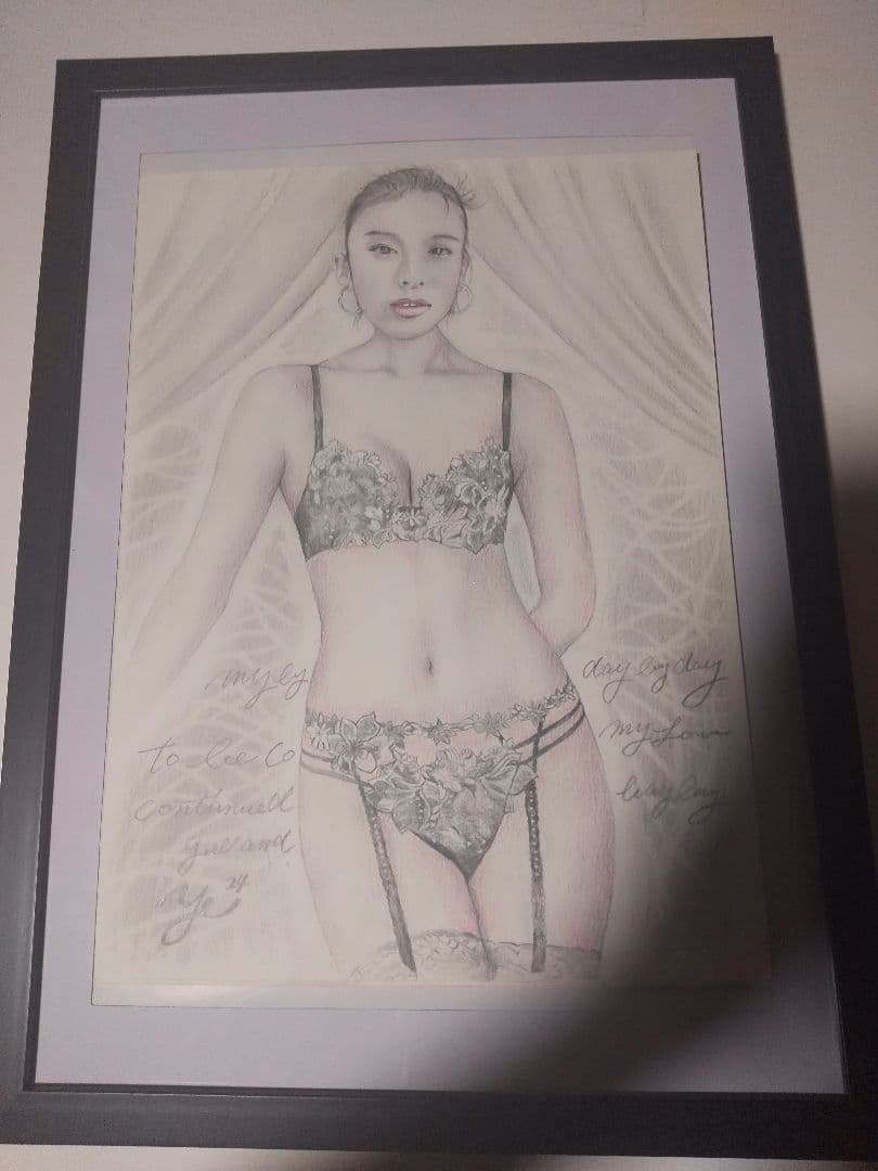 裸婦、美人画、絵画4号、朝の目覚めD山本英二、真作、肉筆、新品額縁、高塚省吾。