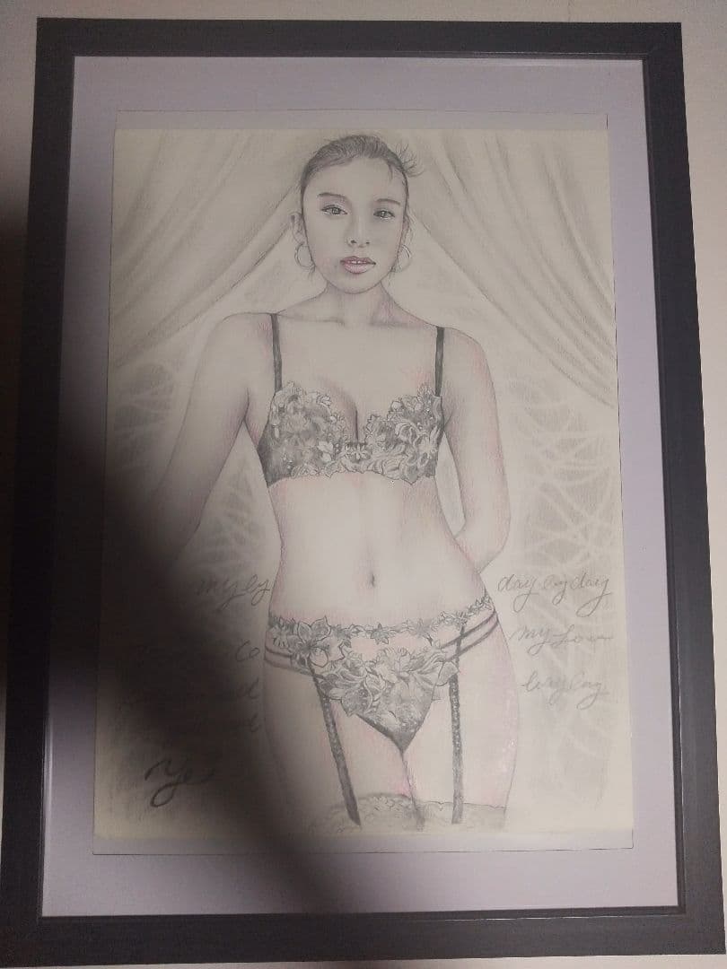 裸婦、美人画、絵画4号、朝の目覚めD山本英二、真作、肉筆、新品額縁、高塚省吾。