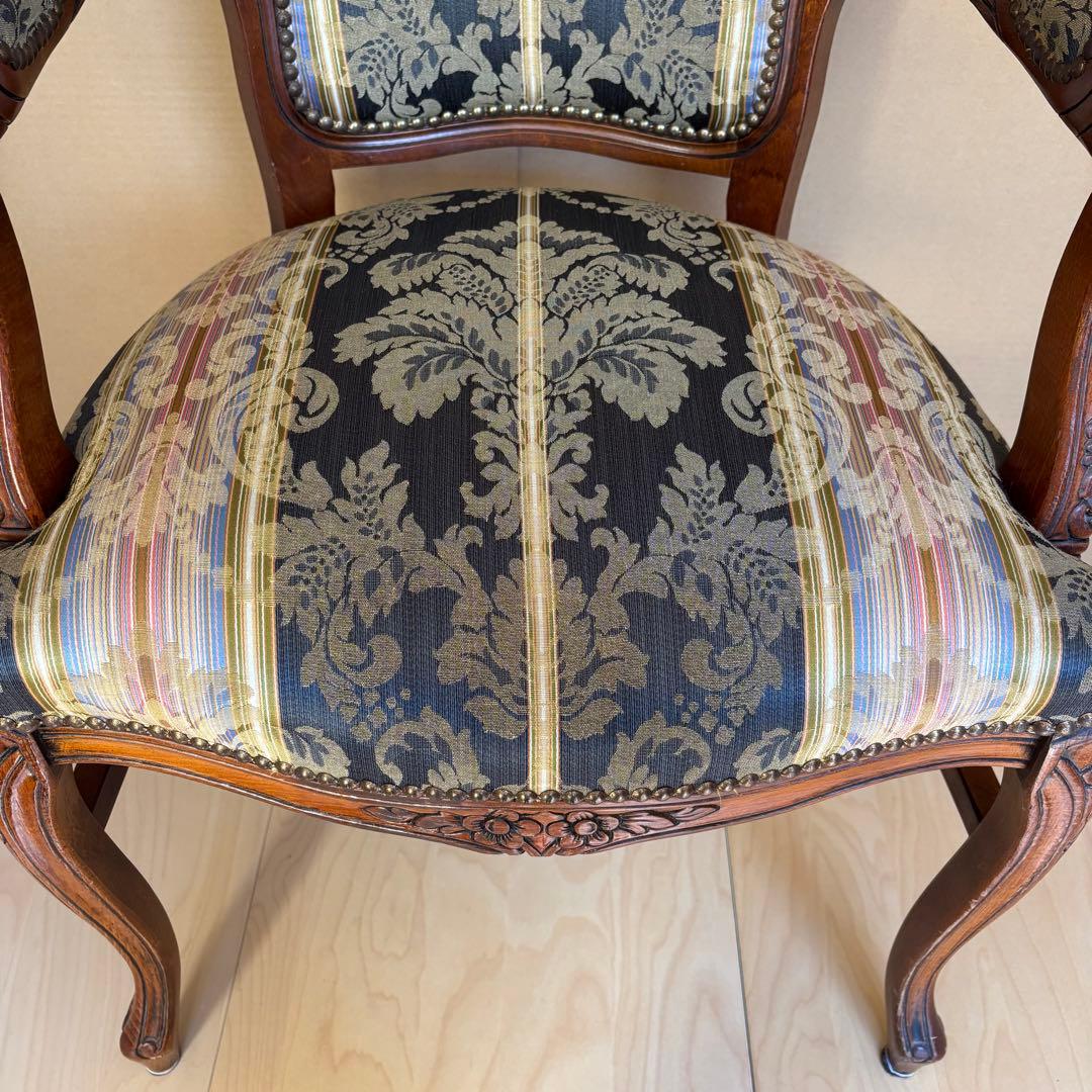 イタリア製 猫脚 アンティーク アームチェア クラシック 鋲打ち 1脚