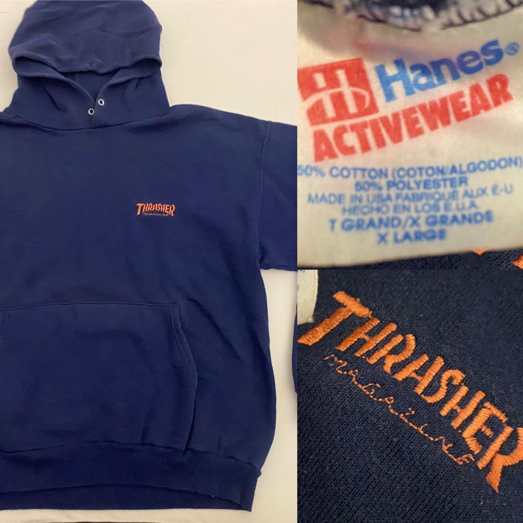 90年代 HENES タグ スラッシャー フーディー スウェット パーカー90s