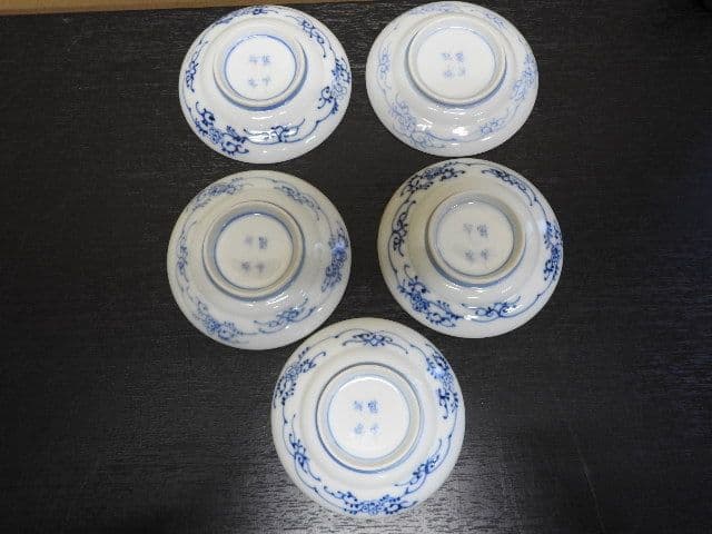 平戸鶴峰園後庭焼　中里三猿　祥瑞作　１０客　共箱　MA１４０