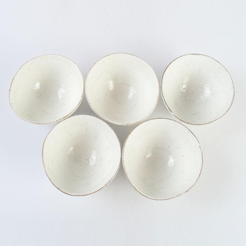 和食器　茶懐石　寿康窯　柳楽泰久作　粉引手　小鉢　五客　共箱　C　9333