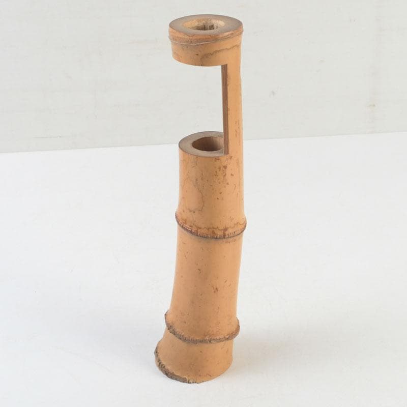 茶道具　古竹製　一重竹花生　花押あり　仰止斎（松尾宗古）書付共箱　C　9723