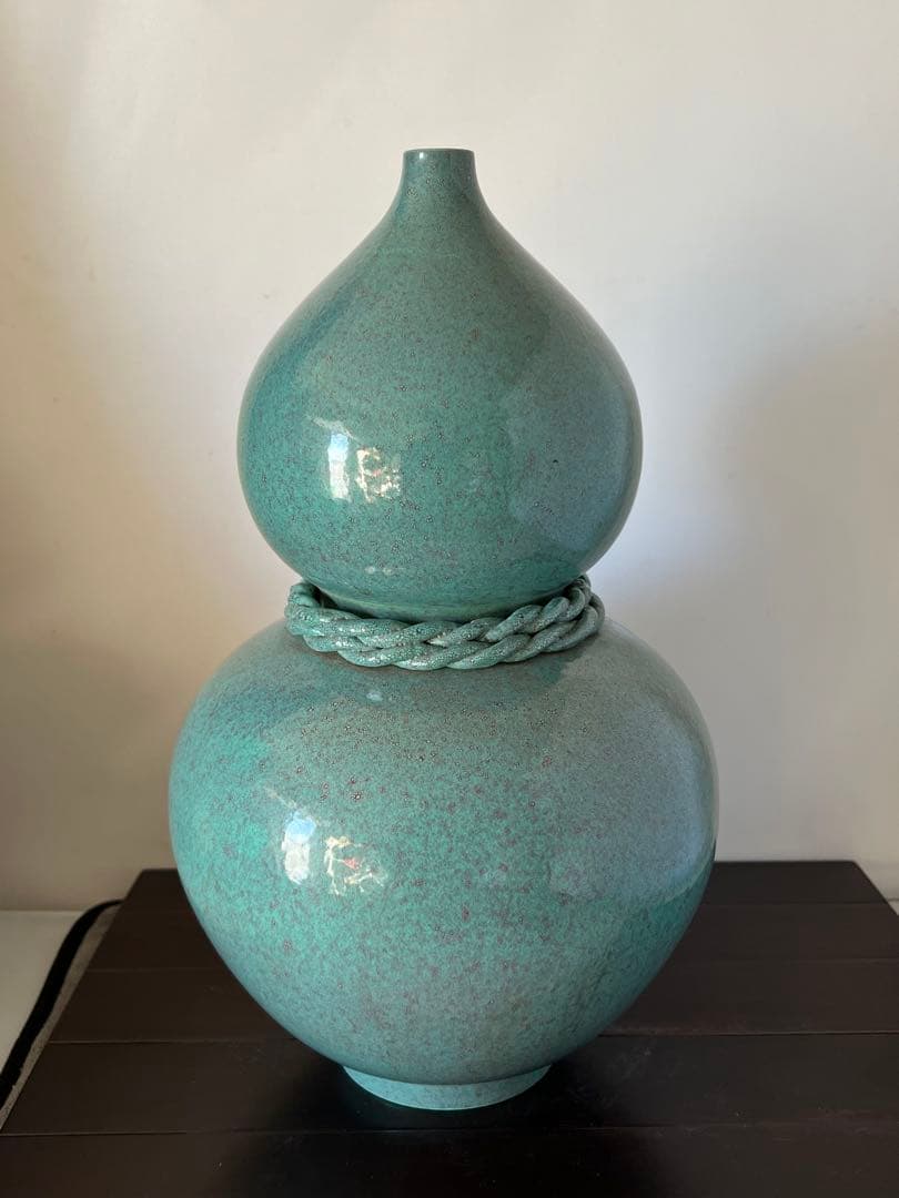 中国古美術・爐鈞釉瓢箪花瓶•【大清乾隆年製】在銘•文房具•清時代 W--32