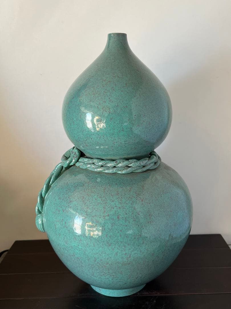 中国古美術・爐鈞釉瓢箪花瓶•【大清乾隆年製】在銘•文房具•清時代 W--32