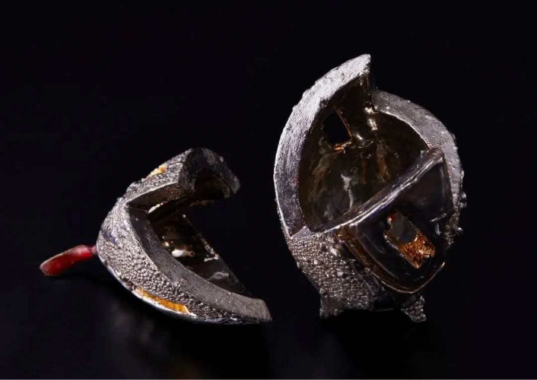 現代陶芸家 市川透造 造形香炉 金プラチナ使用 共箱 共布備前 (師/隠崎隆一)