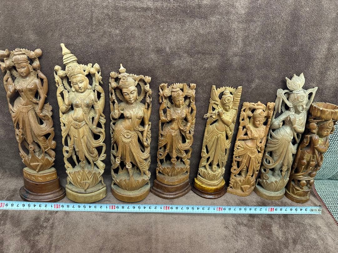 インド　白檀　弁財天　仏教美術　仏像 骨董 木像　木製　仏教　密教　置物