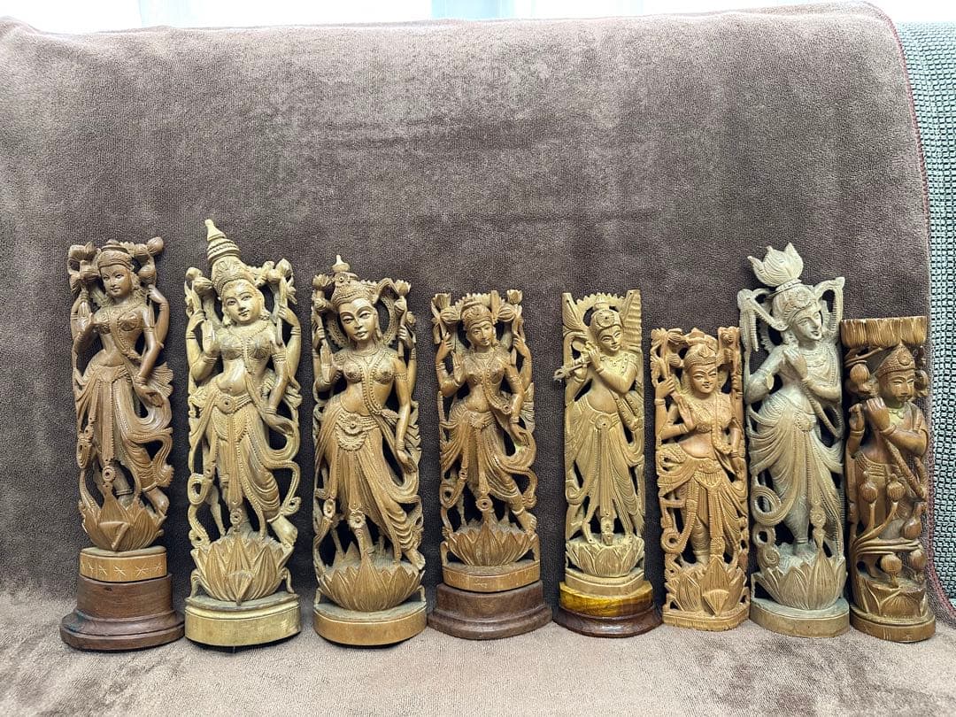 インド　白檀　弁財天　仏教美術　仏像 骨董 木像　木製　仏教　密教　置物