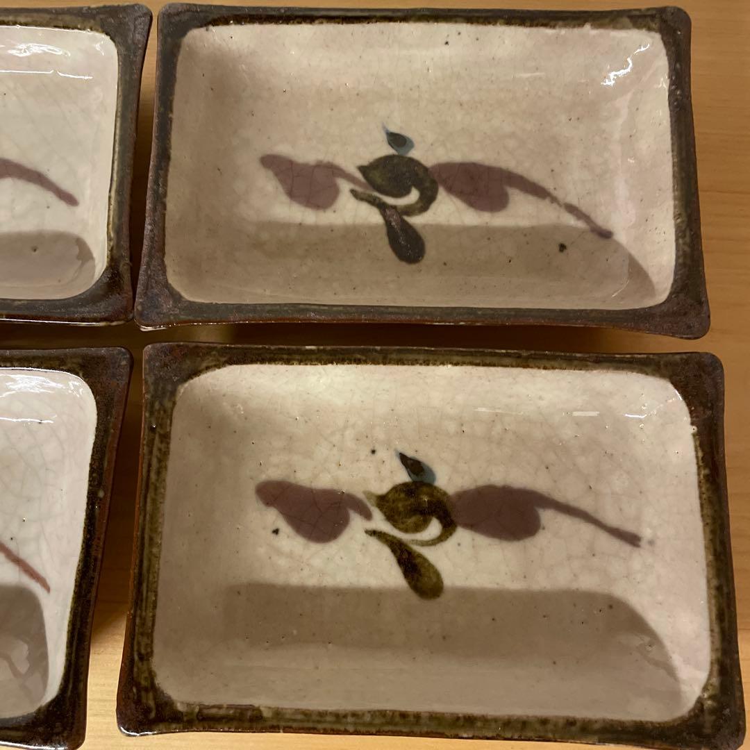 河井敏孝　鳥文角皿　６客　共箱付き　河井寛次郎 濱田庄司 民藝