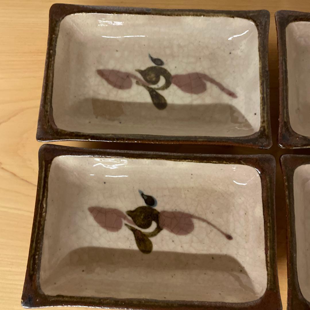 河井敏孝　鳥文角皿　６客　共箱付き　河井寛次郎 濱田庄司 民藝