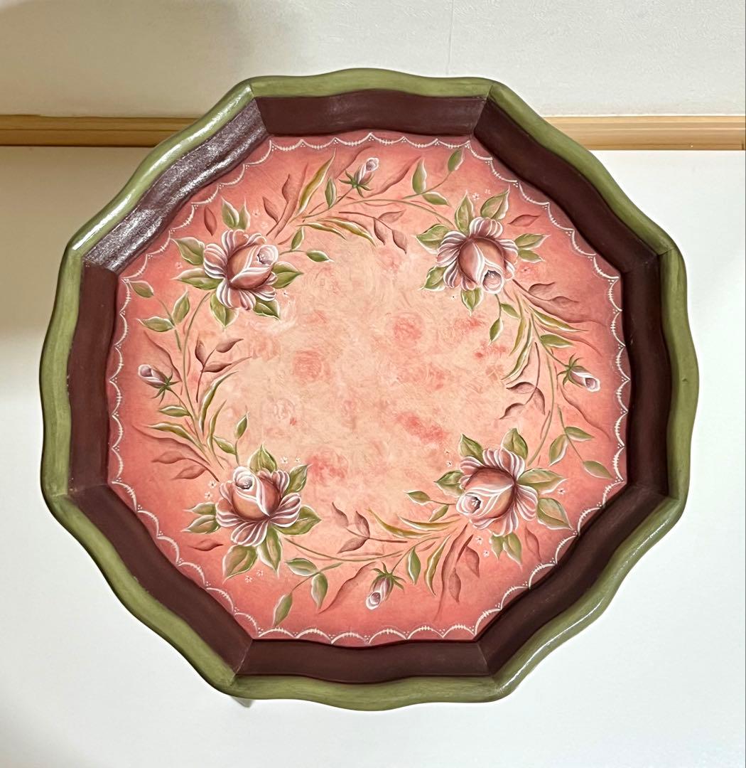 ワインテーブル サイドテーブル カフェテーブル バラ 木製 ねこ足3本足