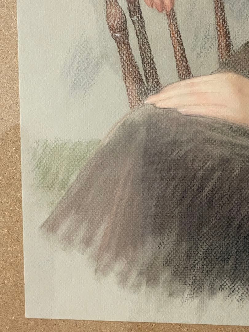 徳田宏行　黄色いブラウス　パステル画　白日会会員　女性人物像人気作家