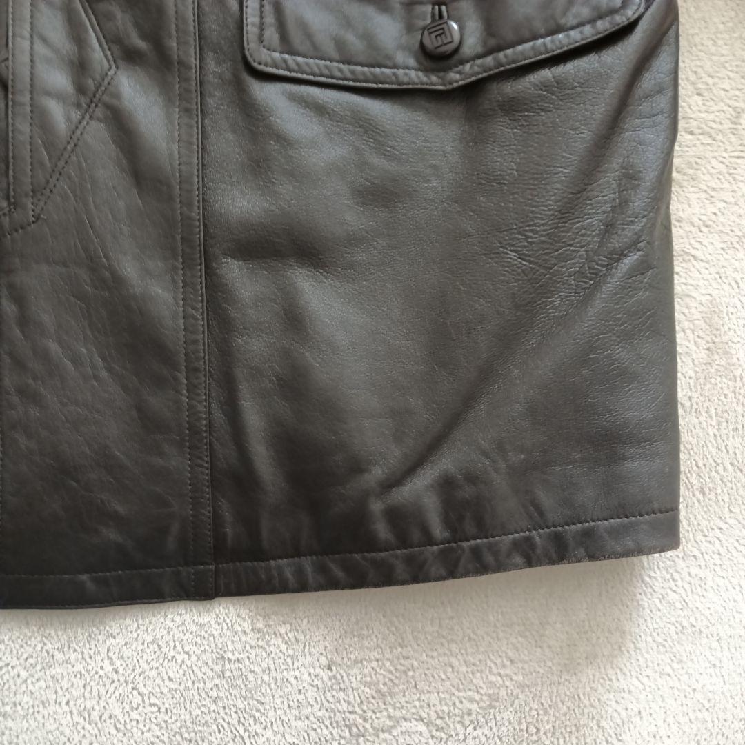 ピエールバルマン　ラムレザーコート ヴィンテージ　ブラウン　サイズLL