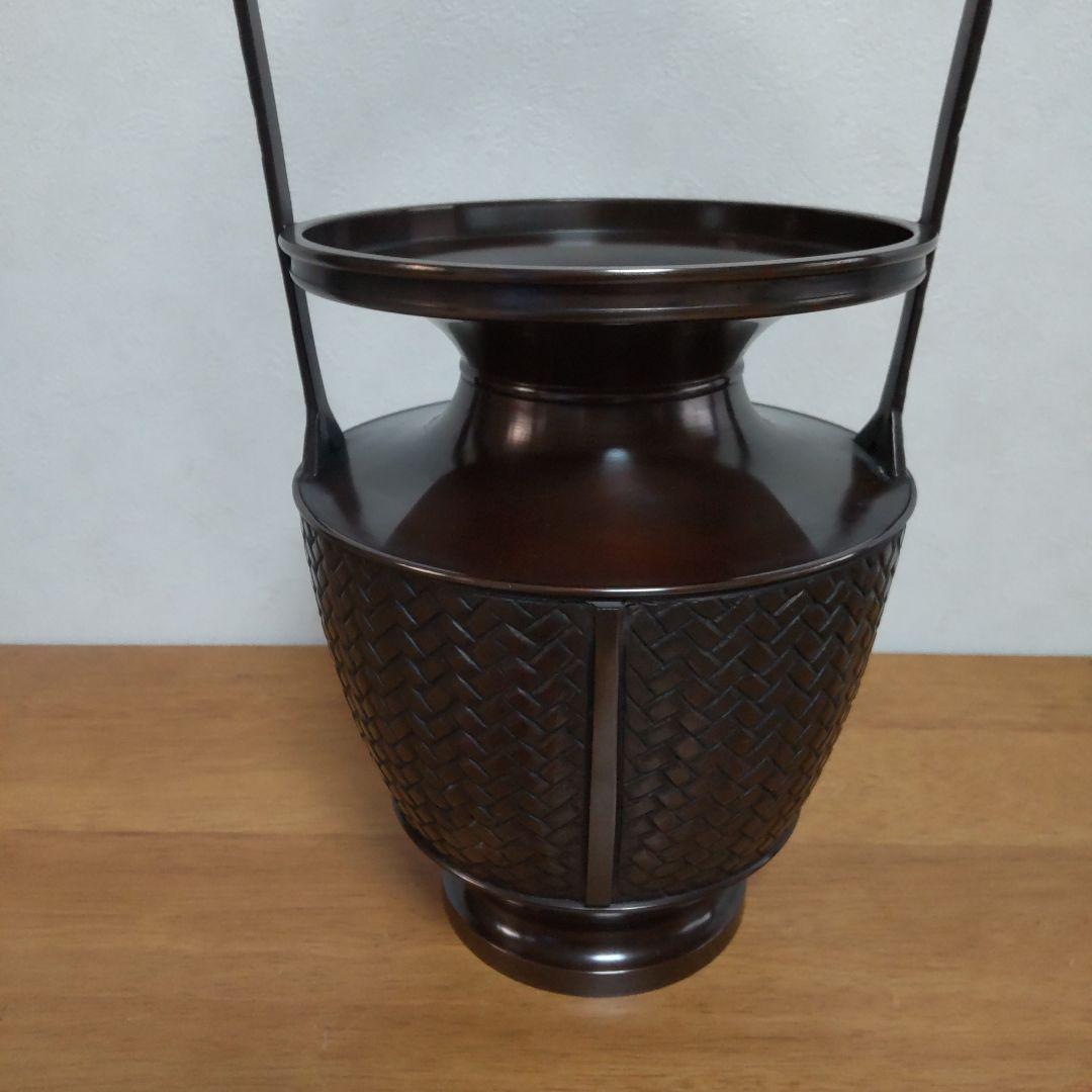 高岡銅器 銅製 花瓶 網代(大) 天龍作 桐箱 華道