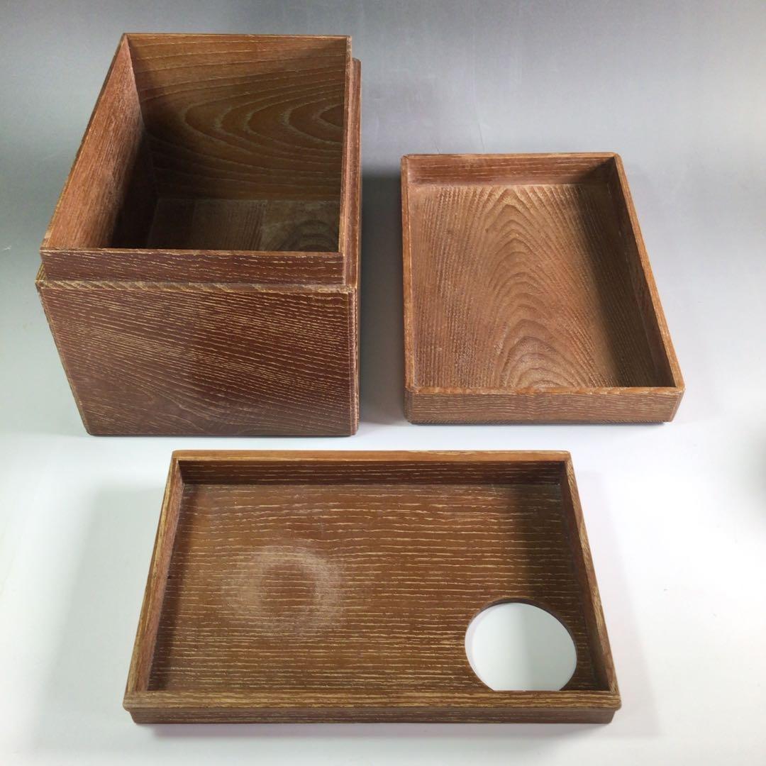 Ｒ２３１　茶箱　『桑木地』『茶碗　棗　香合　茶筅筒　仕覆』　紙箱　茶道具