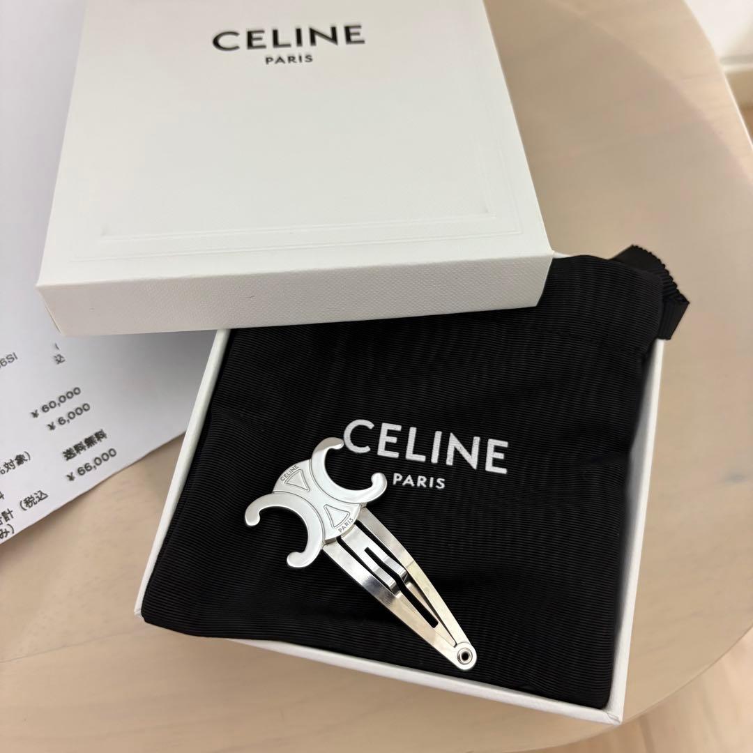 たな CELINE ヘアクリップ ヘアピン トリオンフ シルバー