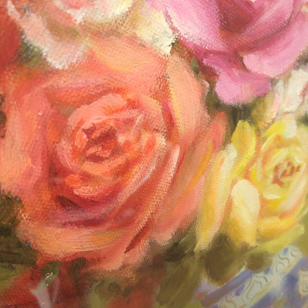 AD15 本物保証 倉橋寛 油彩 4号 薔薇 額装 額縁 専用紙箱