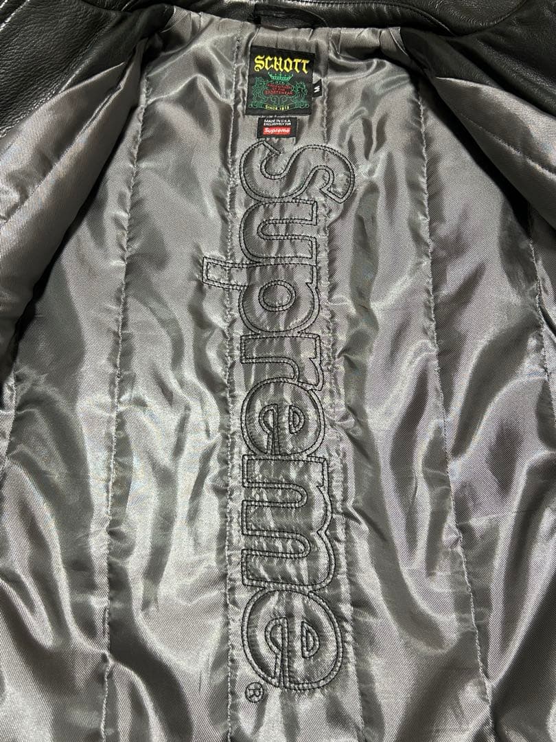 極美品 Supreme Schott leather jacket 黒 M