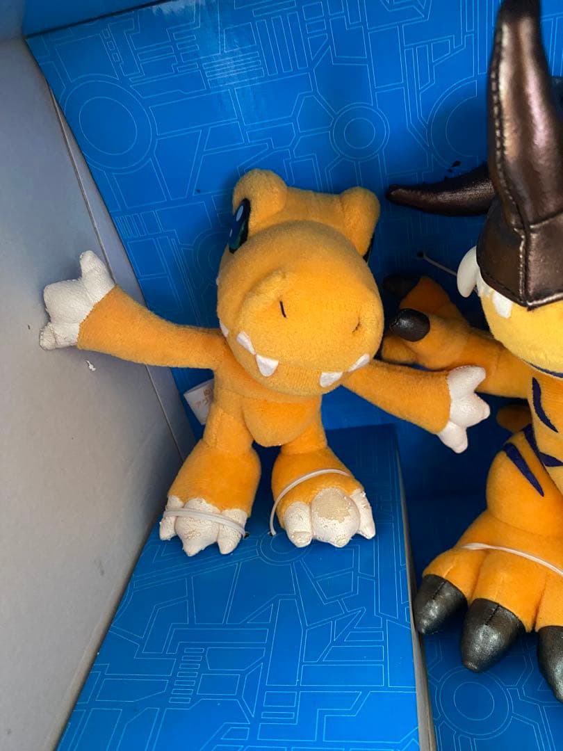 B品／絶版99未使用★デジモンアドベンチャーぬいモンDXアグモン進化セット