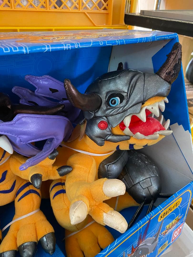 B品／絶版99未使用★デジモンアドベンチャーぬいモンDXアグモン進化セット