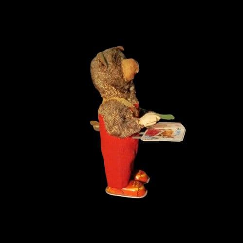 昭和 の ブリキ玩具 「リーディングベア」絵本を読むクマ ゼンマイ動力