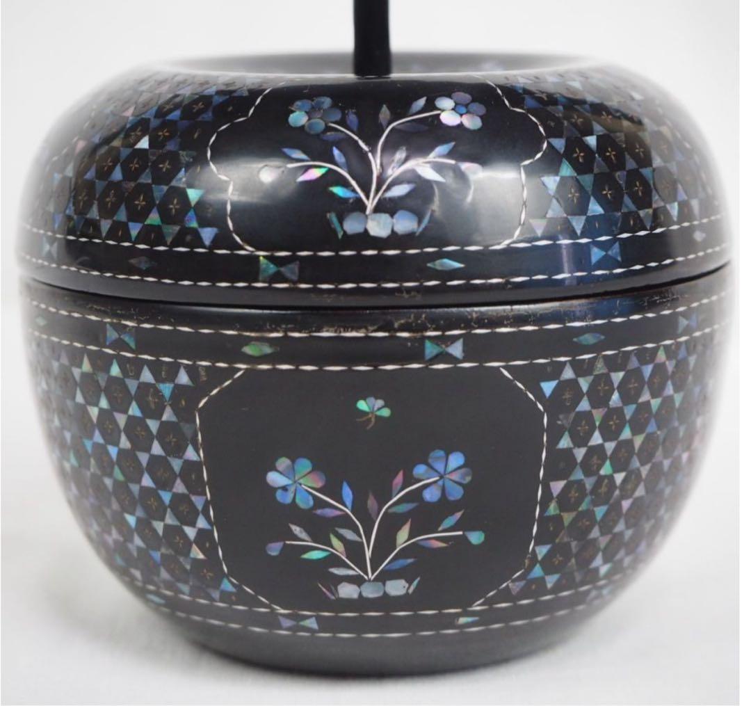 送料無料　古いりんご形螺鈿香合/蓋物　★希少品★