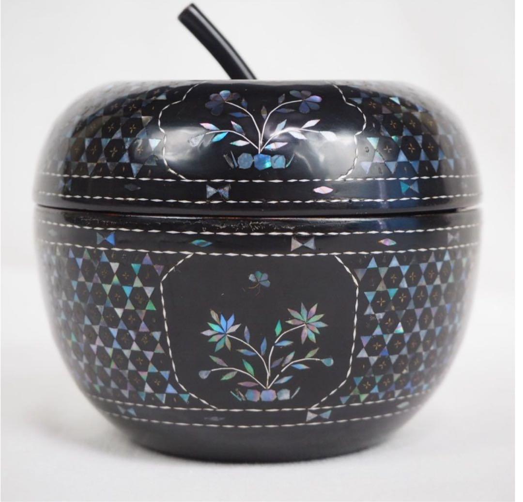 送料無料　古いりんご形螺鈿香合/蓋物　★希少品★