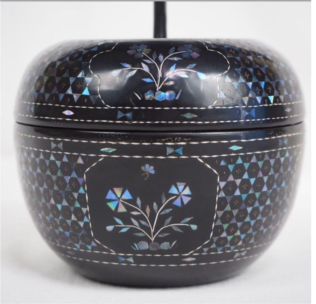 送料無料　古いりんご形螺鈿香合/蓋物　★希少品★