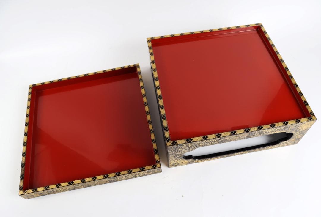 輪島塗 総菊蒔絵 重台 共箱 懐石道具 会席 重箱