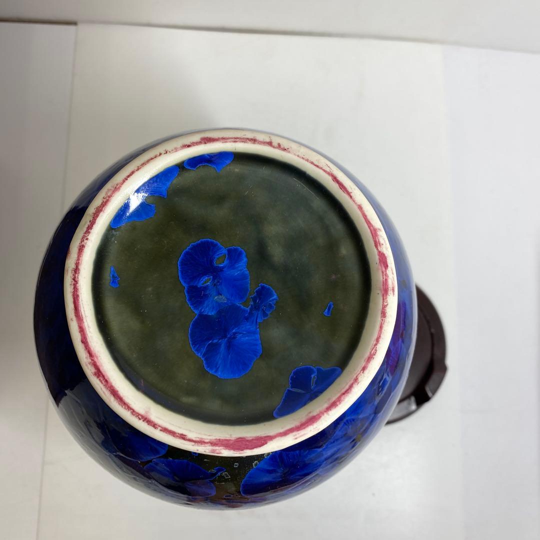 中国美術　青釉花入　共仕立箱　高さ約31㎝　タサコサ　東さ7-1102⑤