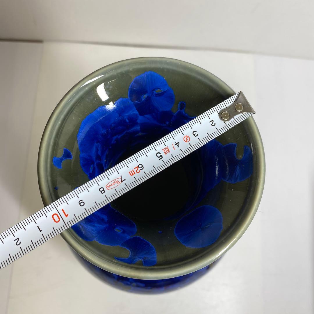 中国美術　青釉花入　共仕立箱　高さ約31㎝　タサコサ　東さ7-1102⑤