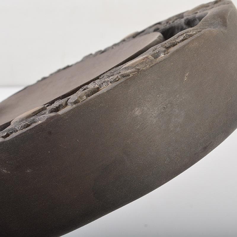 中国　書道具　梅花文　端渓硯　唐木蓋　V　6619