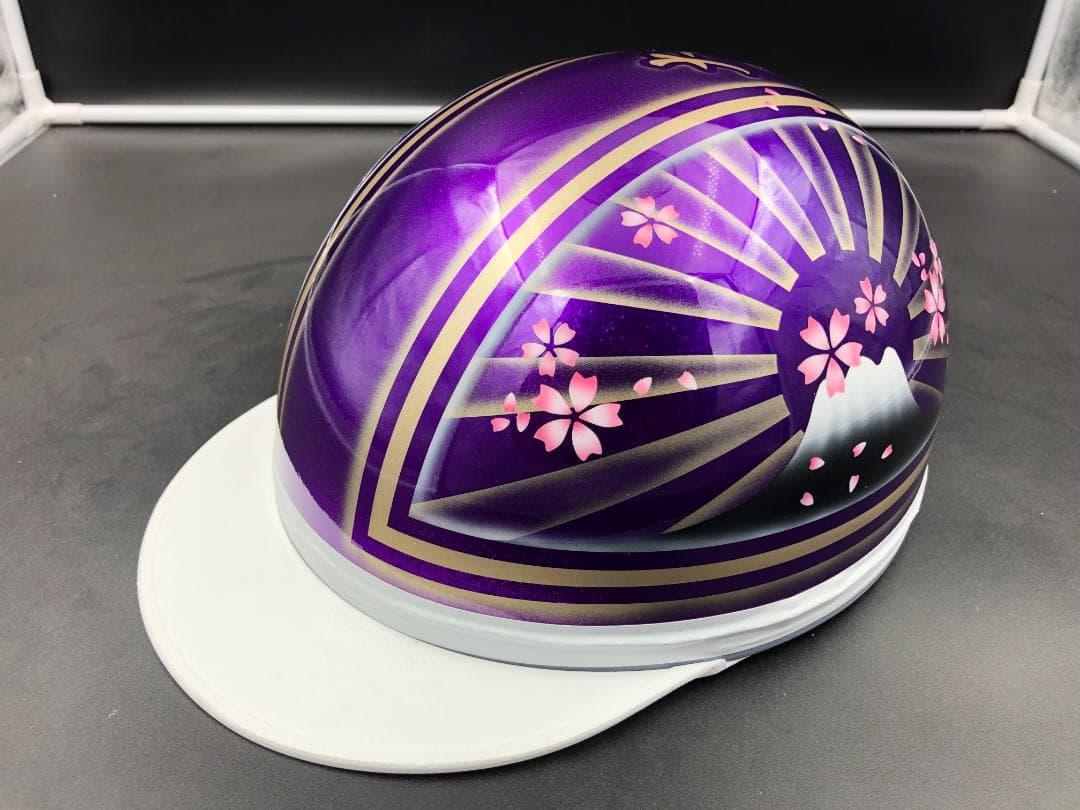 コルク半　カスタム　富士日章　三つボタン　パープルゴールドぼかし　ラメ　桜