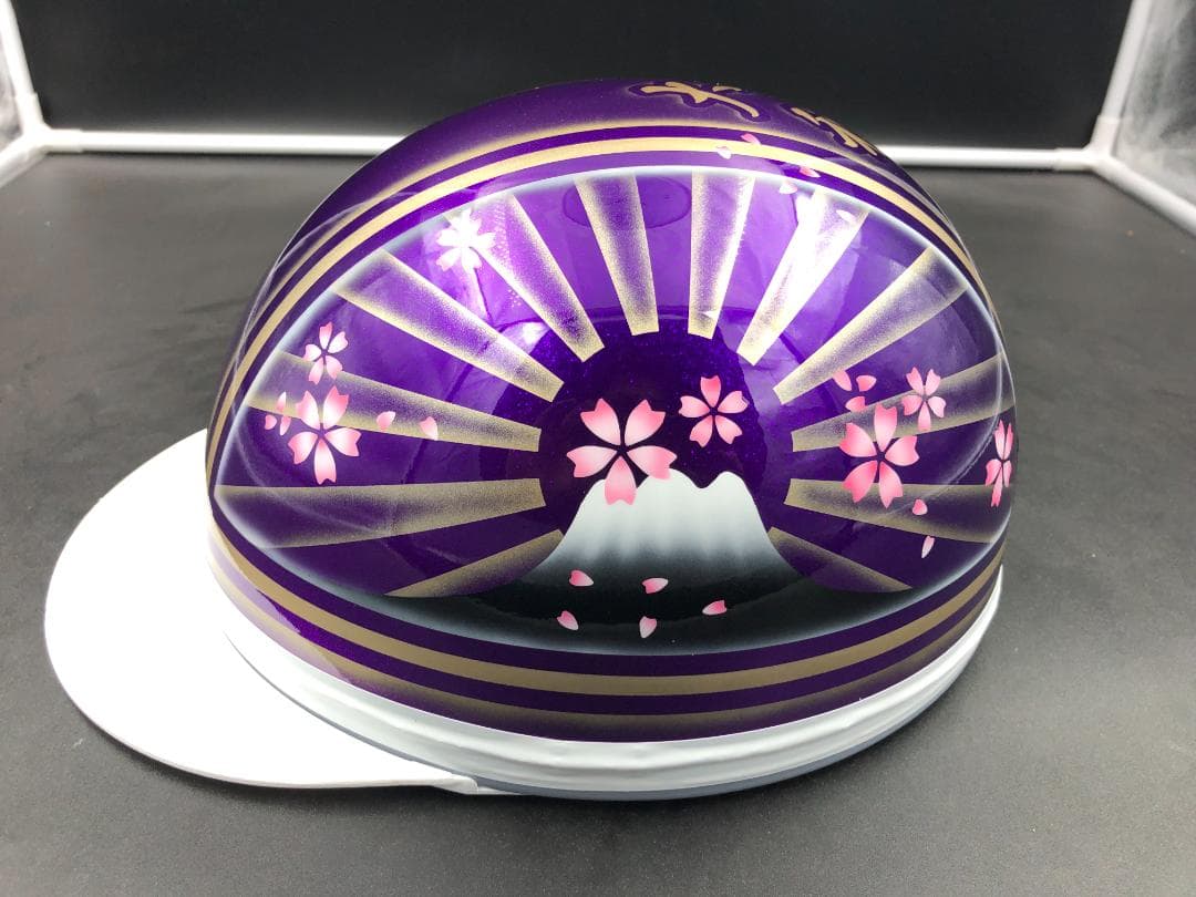 コルク半　カスタム　富士日章　三つボタン　パープルゴールドぼかし　ラメ　桜