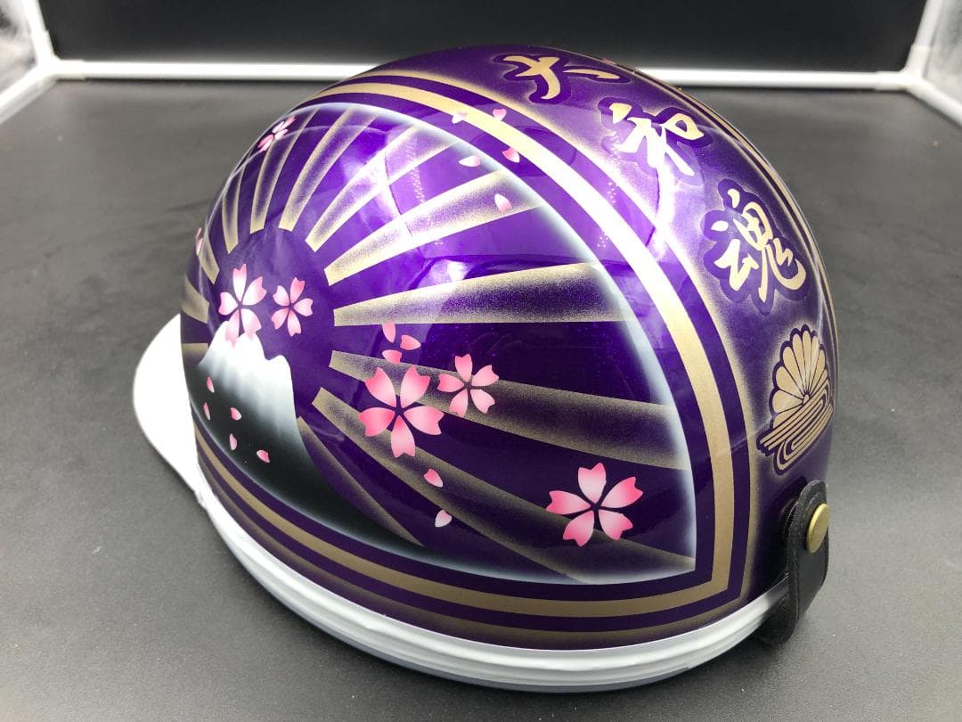 コルク半　カスタム　富士日章　三つボタン　パープルゴールドぼかし　ラメ　桜