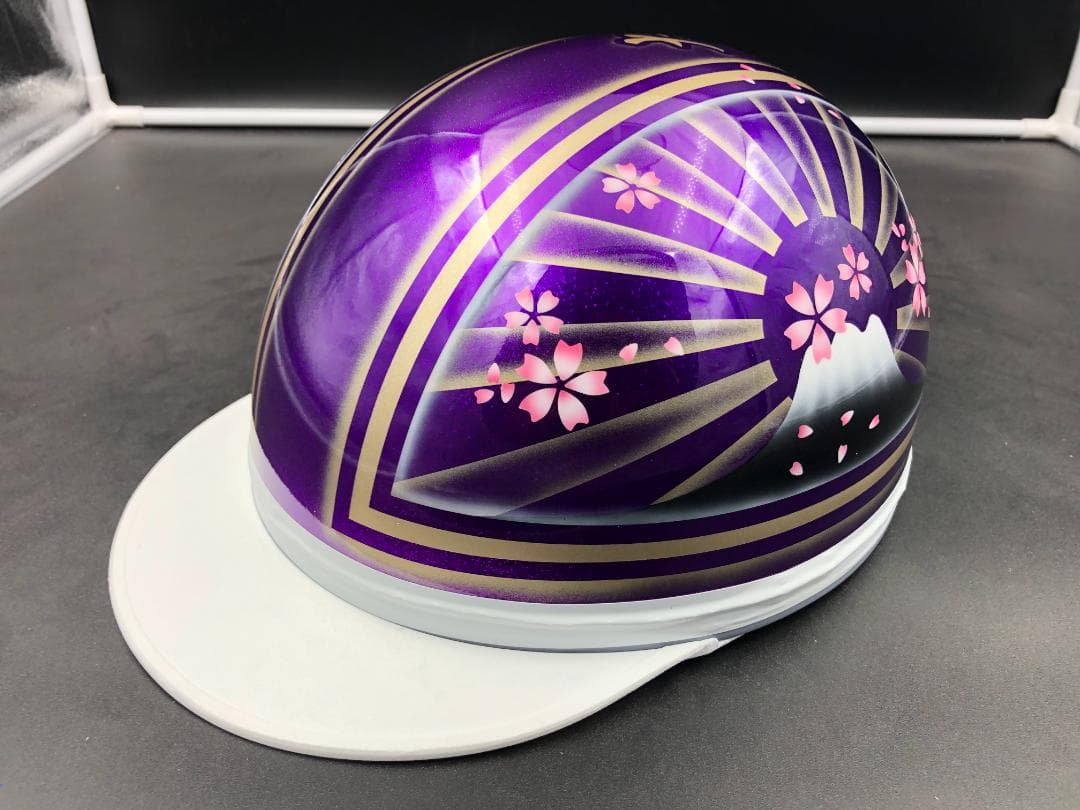 コルク半　カスタム　富士日章　三つボタン　パープルゴールドぼかし　ラメ　桜