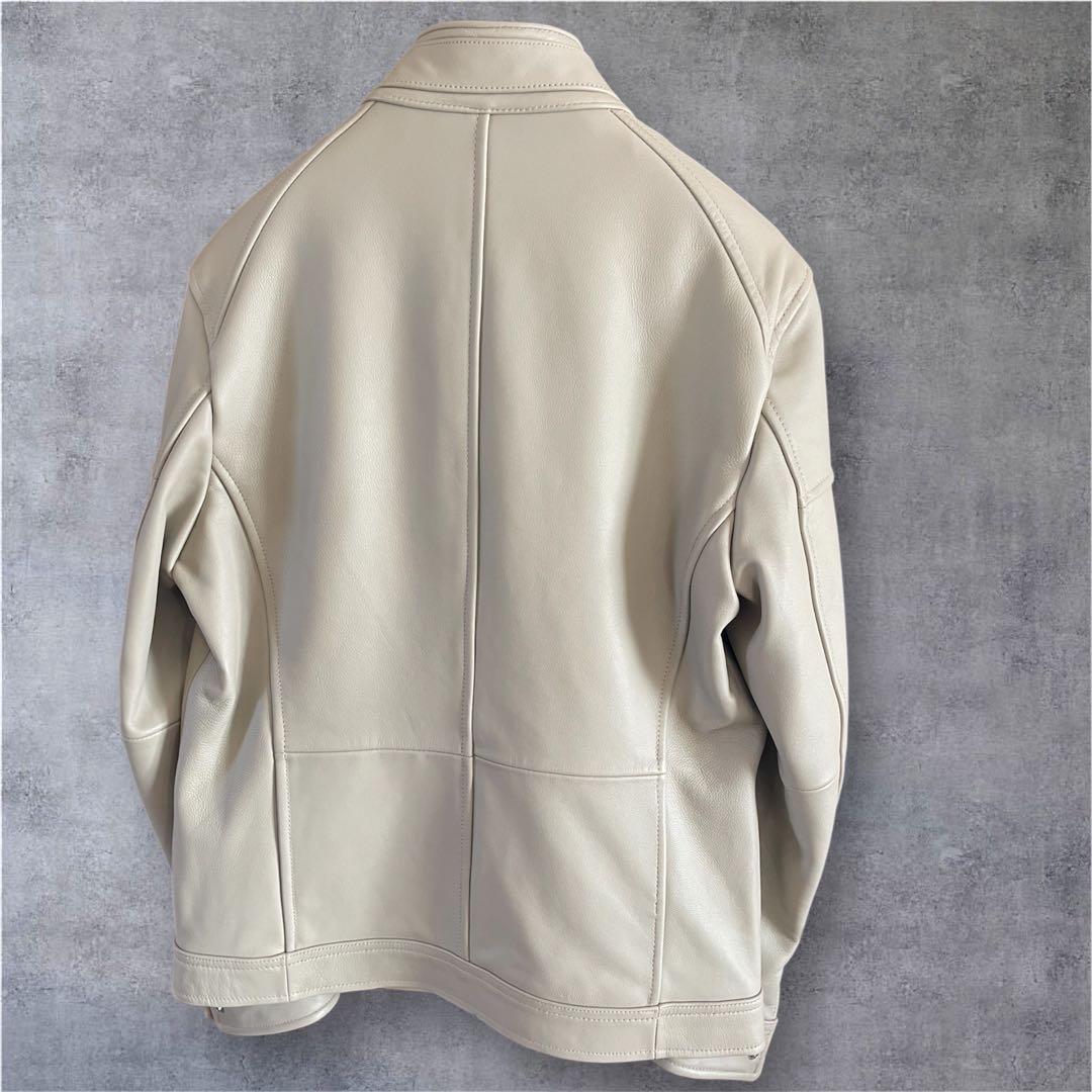 新品　ラトルトラップ　ライトベージュ シングルライダースジャケットＬ