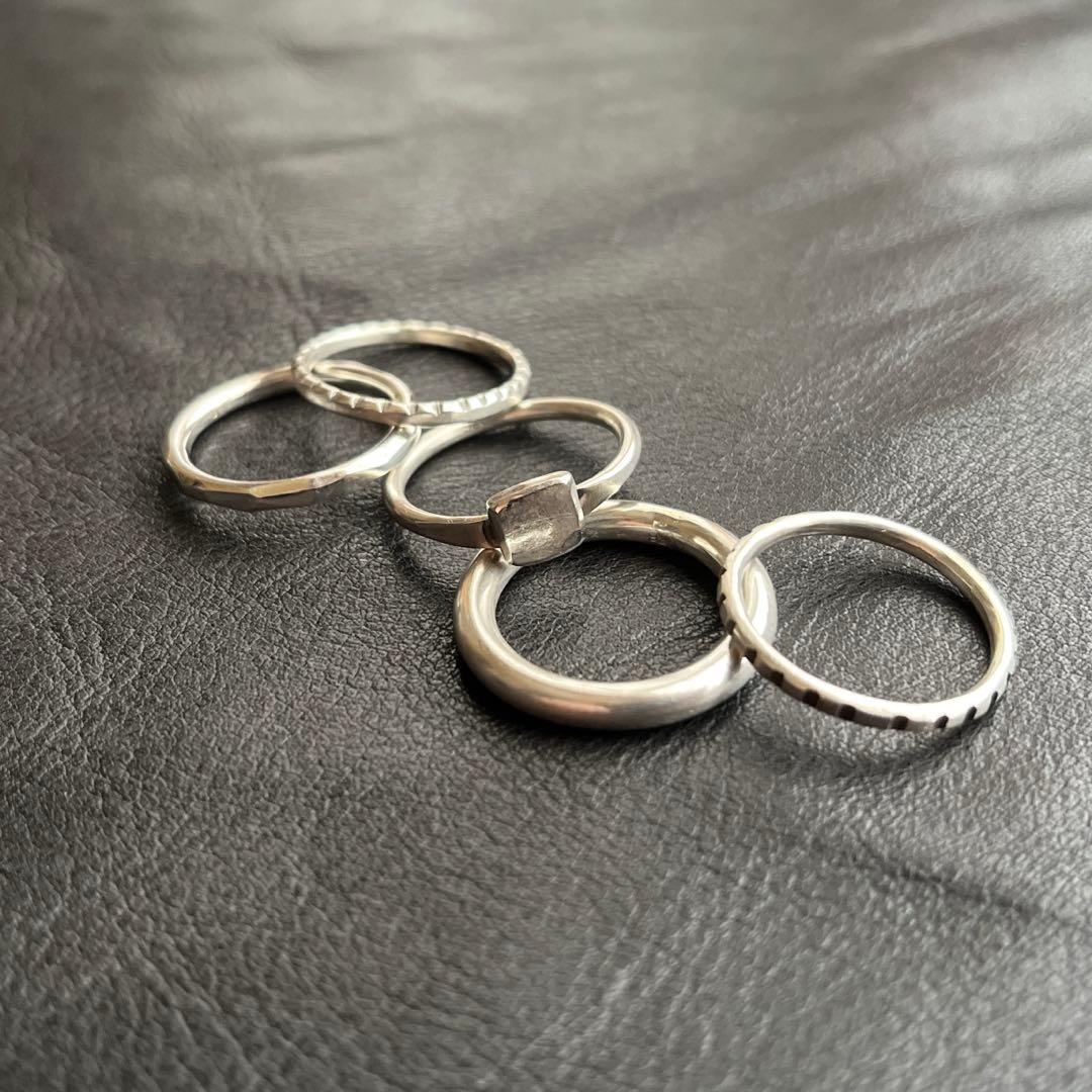 フランス　スターリング　シルバー　リング　セット　ヴィンテージ　ユーロ　ST0