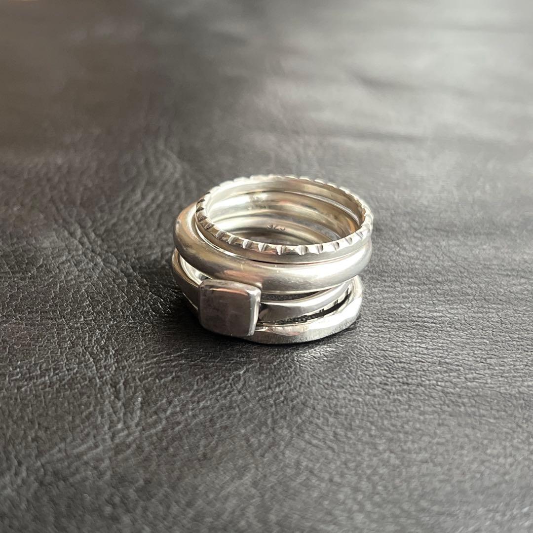 フランス　スターリング　シルバー　リング　セット　ヴィンテージ　ユーロ　ST0