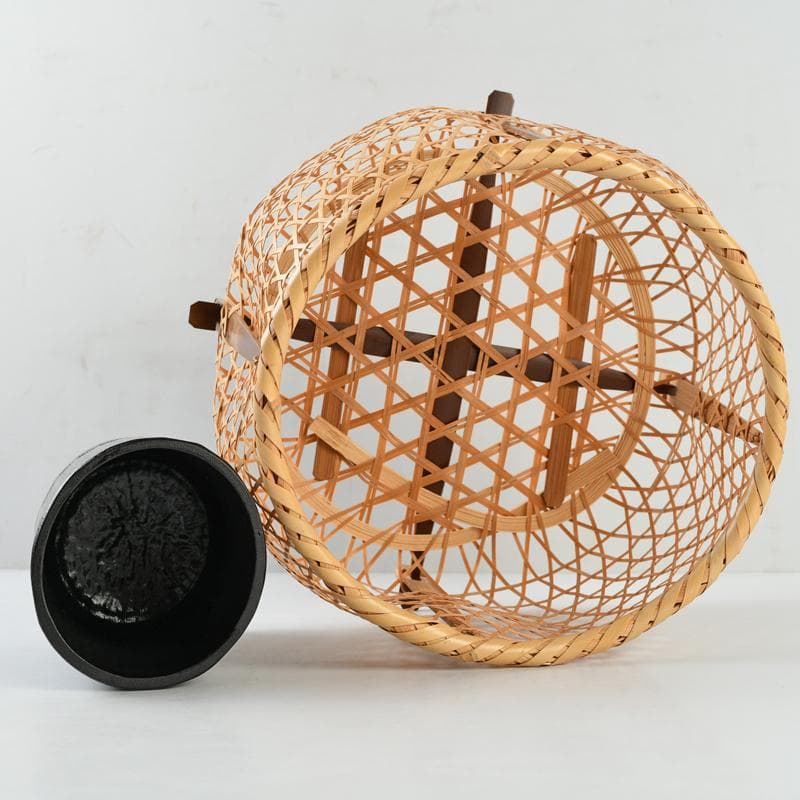 茶道具　竹穂作　花籠　花生　共布共箱　V　R9078B